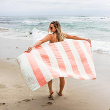 Load image into Gallery viewer, Dusty Rose Cabana Stripes Pocket Towel
