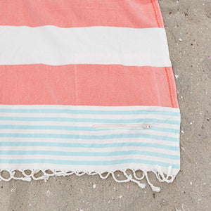 Dusty Rose Cabana Stripes Pocket Towel