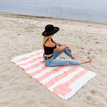 Load image into Gallery viewer, Dusty Rose Cabana Stripes Pocket Towel
