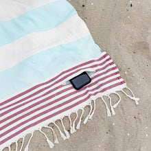Load image into Gallery viewer, Light Blue Cabana Stripes Pocket Towel
