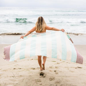 Light Blue Cabana Stripes Pocket Towel