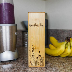 Bamboo Straw Holder with 20 Marine Inspired Straws