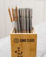Load image into Gallery viewer, Bamboo Straw Holder with 20 Marine Inspired Straws
