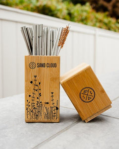 Bamboo Straw Holder with 20 Marine Inspired Straws
